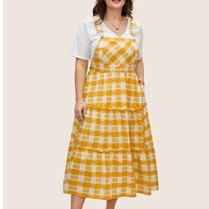 BloomChic Yellow Plaid Midi Dress